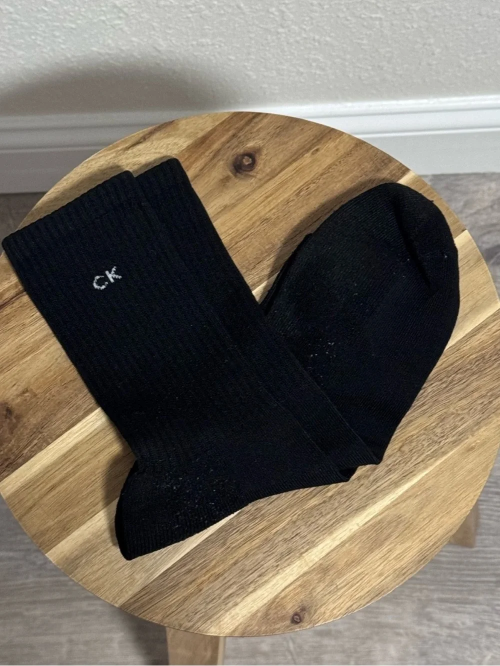 Calvin Klein Black Crew Socks Unisex CK Logo Soft Cotton Blend OSFM